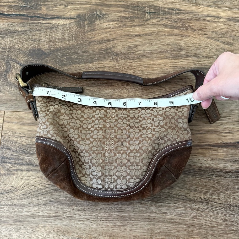 COACH Vintage Y2K Mini Soho Crescent Hobo Shoulder Bag Brown Tan Monogram VGUC - Picture 17 of 17